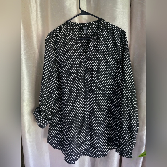 Jones New York Signature, Black and White Polka Dot Blouse - Picture 1 of 5